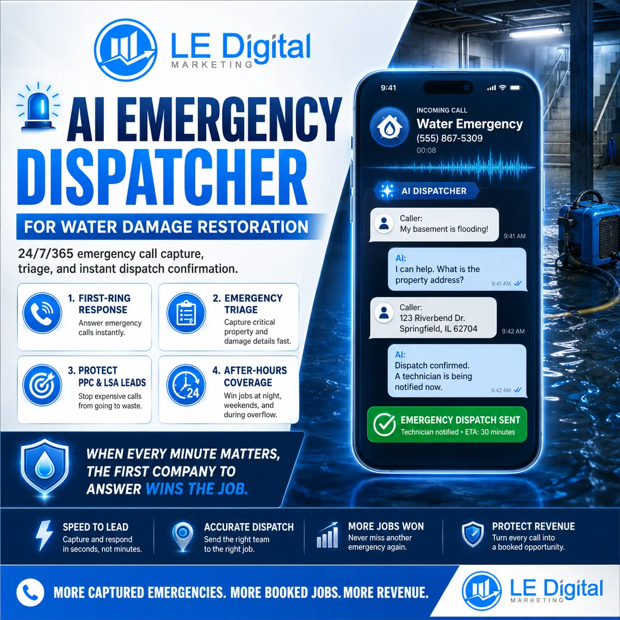 Seconds Count: Why Custom AI Emergency Dispatchers Are Revolutionary for Water Damage Restoration